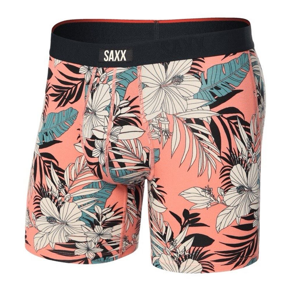 Saxx Vibe Xtra Boxer Brief Hibiscus Jungle Coral print Size‎ Small